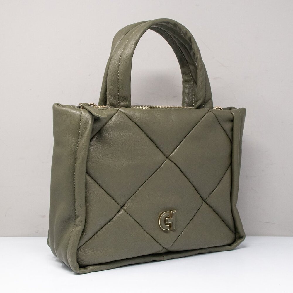 Cole Haan Grand Series Quilted Tote Bag Tea Leaf Green Leather - Picture 2 of 11